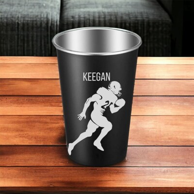 Urbalabs Football Gifts Black Personalized Tumbler Stainless Steel 16 oz Pint Tumblers Custom Stainless Steel Cups Camping, Sports, Friends, - image6